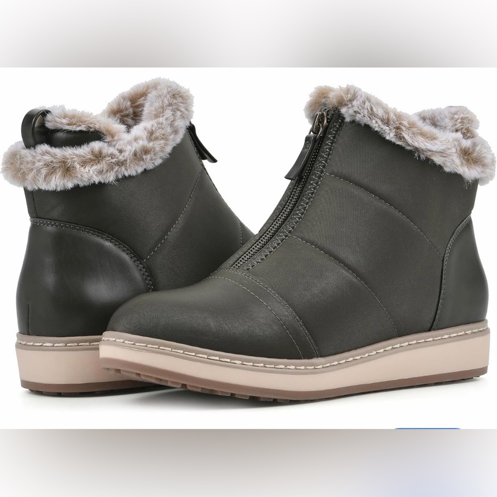 New White Mountain Army Green Tamarin Puffer Ankle Boot Weather Smart 10